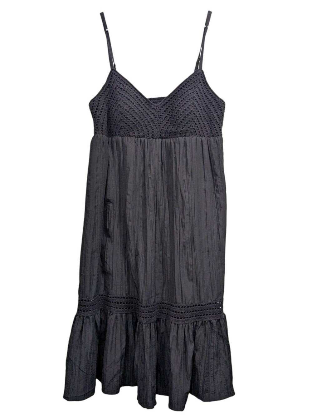 Vintage OC by Oleg Cassini Black crinkle gauze sundress size 10